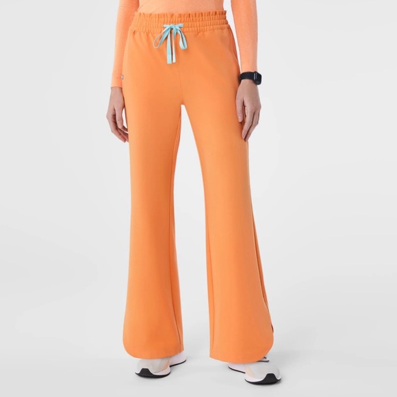 Figs Pants - Figs Shaka Orange Marseille Wide Leg - Tall Scrub Pant